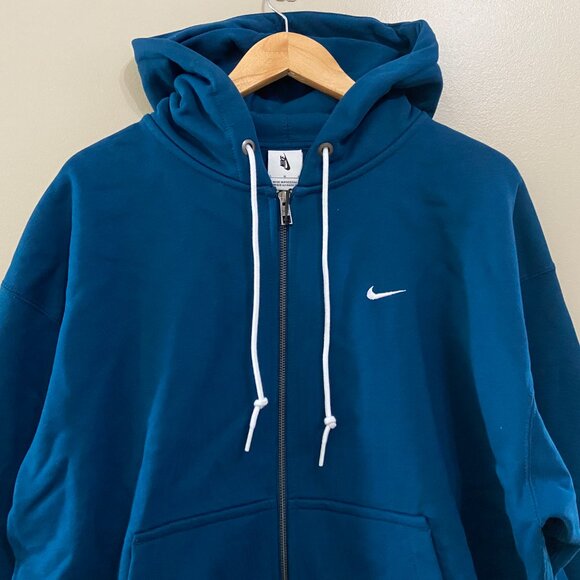 Nike Lab Men's Solo Swoosh Full-Zip Heavy Hoodie Valerian Blue L DR0403-460 NEW - Picture 3 of 13